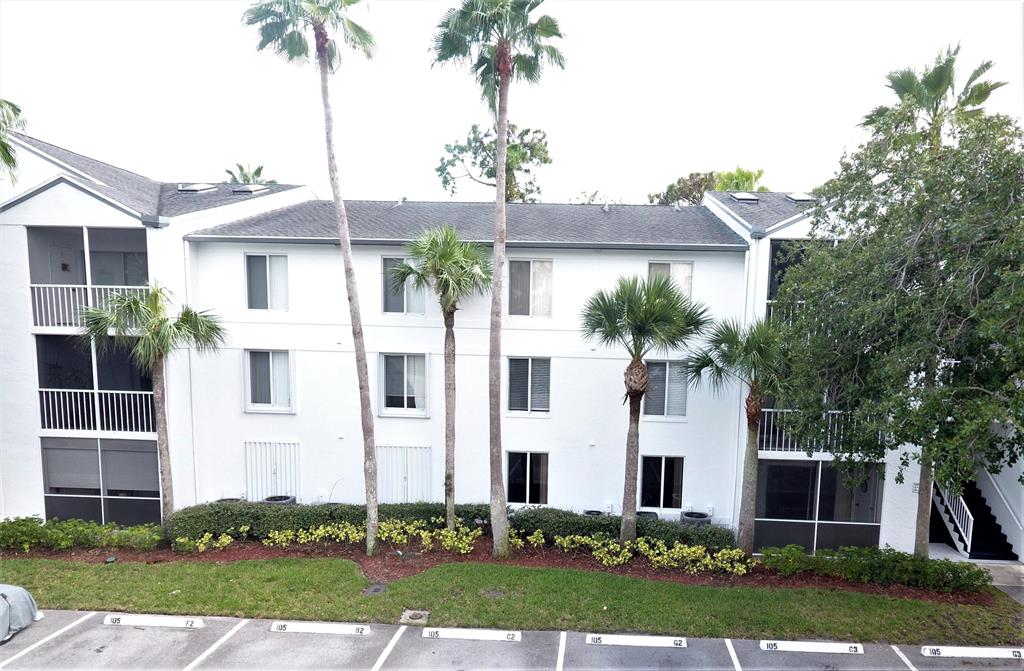 Beautiful gated community located on the North Fork of the St. Lucie River. Condo is on the first floor with an open floor plan. Screened patio has hurricane sliders as well as both bedrooms. Master bedroom offers a large walk-in closet and bright view from the window. The kitchen has a breakfast bar and adjacent dining area over looking the living room. Tile floors throughout living area with berber carpet in the bedrooms. Ceiling fans in living area, patio and both bedrooms are a plus. Community amenities include a large heated pool with spa, beautiful large clubhouse with a pool table and large flat screen TV, can be used for your private parties. Tennis courts, outside grills & sidewalk for walking or jogging the community. Trash pickup, water/sewer & basic cable included in HOA