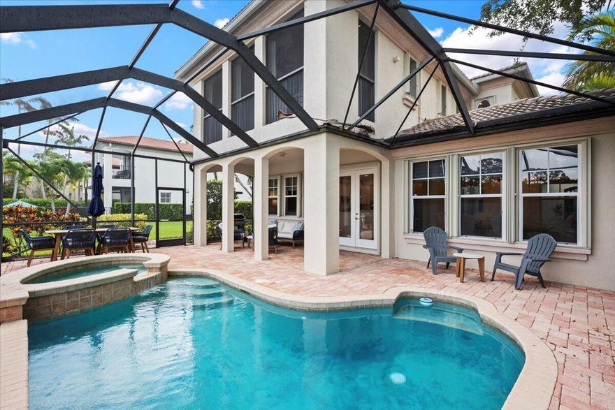 Tropical Paradise is Here!! Renovated, Fully Furnished, Turn-Key 3 Bed/2.5 Bath Courtyard Home Features a Screened-In Pool/Spa + Large Side & Backyard. Boasting a Open Modern Kitchen, Separate Dining & Living Rooms, + an Upstairs Loft Office/Play Area. Spacious Primary Bedroom Has a Private Balcony Overlooking the Pool & Lake. Sizable 2nd & 3rd Bedrooms Provide Ample Closet Space. The Laundry Room is Conveniently Located Upstairs. Experience the Luxury of an Ultra-Private Screened-In Pool/Spa & Patio, Perfect for Entertaining. Enjoy All the Resort-Like Amenities that Evergrene has to Offer, Centrally Located, Minutes to the Beach, Palm Beach Numerous Golf / Tennis Facilities, Downtown Palm Beach Gardens & the Airport.