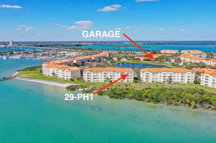Rare PENTHOUSE corner unit in Harbour Isle West! This expansive 2,000 sq ft residence offers 10ft ceilings and breathtaking, wide Intracoastal views from every room. The layout features 2BR/2BA, a dedicated office, and a full laundry room. This pet-friendly community includes a dog park, making it perfect for animal lovers. Enjoy a private garage with a new keypad and resort amenities like a heated pool and fitness center. Located on Hutchinson Island, you can walk/bike to the beach and dining. Perfectly positioned for travel near the expanding Treasure Coast and Vero Beach Regional Airports. This penthouse—boasting the widest views in the building—will be your ultimate waterfront retreat. Luxury and convenience at a premier price!