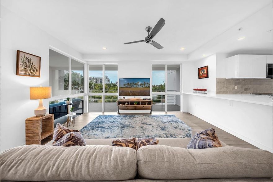 A rare Boutique Condominium, just steps from the Beach! This stunning 3 Beds, 2.5 Bath corner unit feature 10' ceilings impact window, modern finishes and a wrap around balcony with southwest views, The building offers gated entry , 2 garage parking, elevator access and heated pool.Located East of the Intracoastal and walking distance to Deerfield Beach Pier, shops and Restaurant