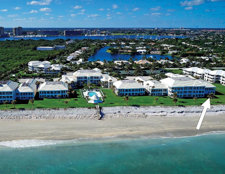 Spectacular ocean views!! Direct oceanfront condominium with three bedrooms and four bathrooms in Lost Tree Village. With more than 3,000 square feet of living space, this first floor, corner unit is located in Greathouse. Featuring an abundance of light throughout and ocean views from almost every room. Perfectly situated with direct beach access and steps to the Lost Tree Beach Club.