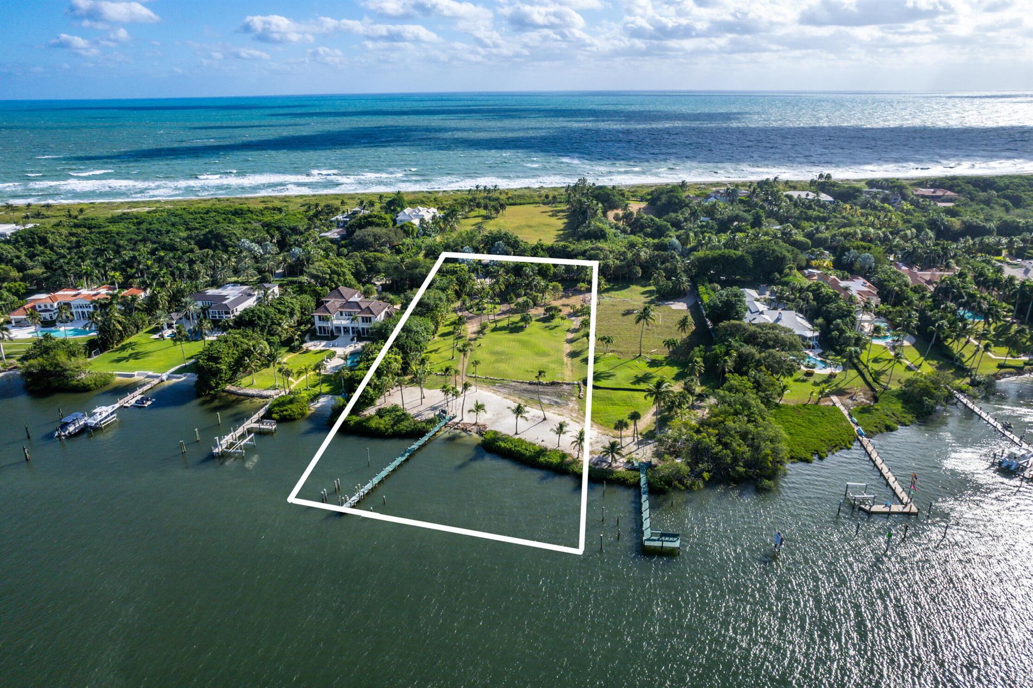 One of the last pieces of vacant land in Jupiter Island. Build your dream home on this exclusive 1.7 acre lot with 185 feet of direct Intracoastal water-frontage! Wonderful location in the southern end of the island, for convenient access to restaurants and shops. Owner has started prepping the land for construction and having weekly landscaping maintenance done. Future owner is one step closer to building their Luxurious Estate in Jupiter Island!