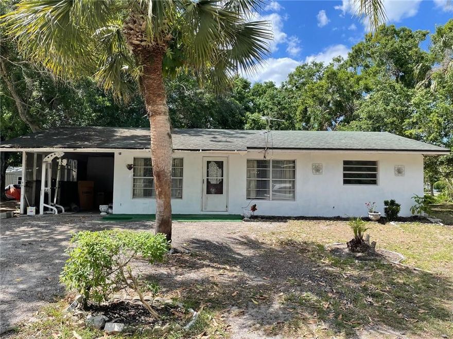 Great investment opportunity or starter home. Solid concrete block construction. 3 bedrooms, 1 1/2 baths, with a carport. New AC in 2019, New WH in 2020. Centrally located for shopping, restaurants, and more. No HOA. Cash offers. No appliances. Needs TLC and can be your Beautiful Florida Oasis...