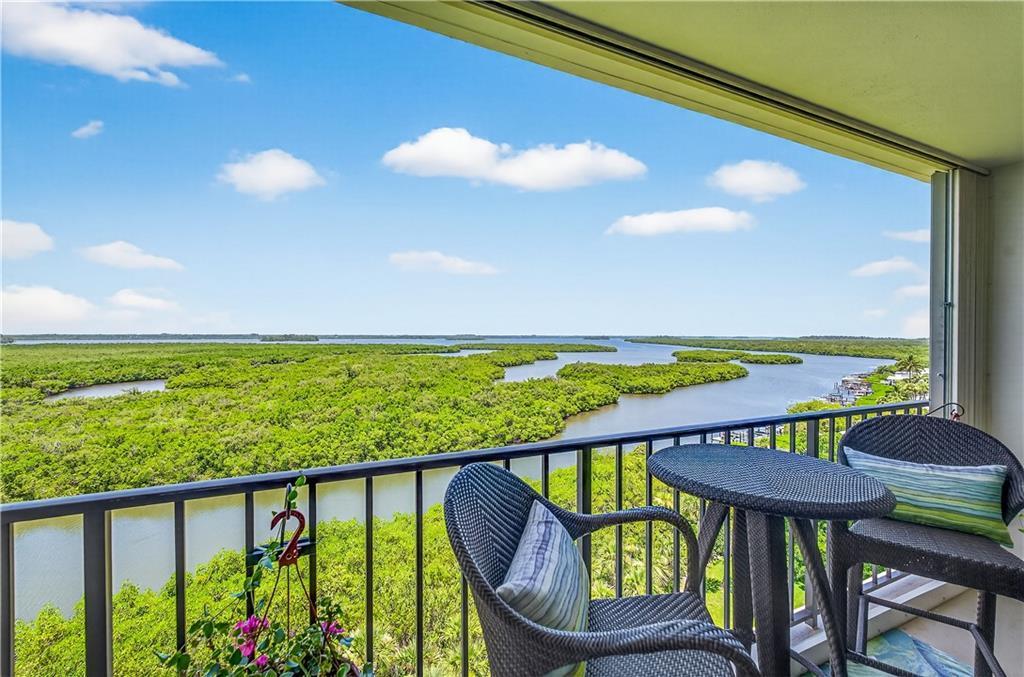 Wake up to breathtaking sunrises over the Atlantic from your stunningly renovated kitchen open to the living space, complete w/leathered granite counters, SS appls, dual pantries & coffee bar w/ocean view. This penthouse dream doesn't end there! Unwind on your private balcony toasting vibrant sunsets over the Indian River. Renovated primary ste is a spa-like space w/lovely granite counters, walk-in shower, dual vanities. For ultimate convenience there's an in-unit laundry & wet bar! Life here is an endless vacation w/tunnel access to the beach, kayak launch, tennis, pool, & lively social scene