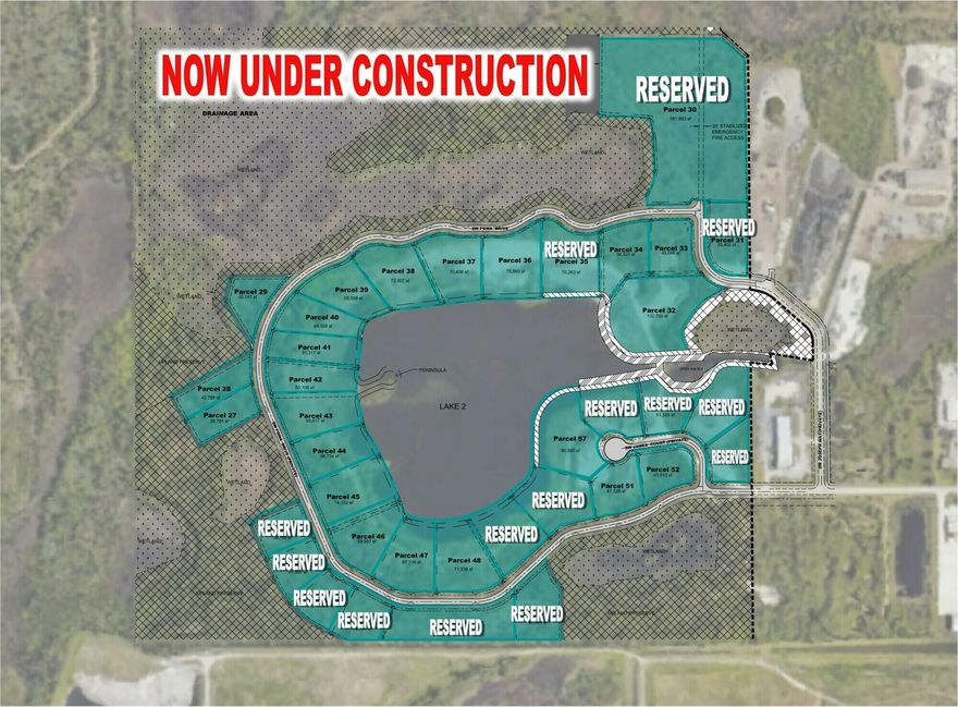 General Industrial Lots.  37 available with reservations being taken.  Lot sizes from .73 to 8.77 acres .  Lots are permit ready  and will have water sewer and electric services.  Completion date is 4th quarter of 2024.  New connector road, the extension at 84th Avenue will connect Citrus Blvd (Newfield Development) with CR 714 providing this development with easy access to PSL.