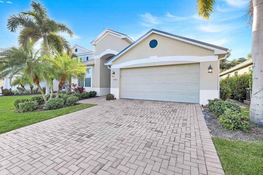 Beautifully maintained POOL home in the gated Sandoval community with NEW ROOF (2023) and a bright, open layout designed for easy Florida living. Enjoy a spacious kitchen with granite counters, stainless appliances (2021), breakfast bar, and walk-in pantry. The owner’s suite offers a tray ceiling, walk-in closet, dual sinks, soaking tub, and tiled shower. Relax on the screened lanai with a sparkling pool and private hedge-lined yard. Recent updates include A/C (2022), water heater (2022), pool pump (2022), and newer washer/dryer (2021). Sandoval amenities include a resort-style pool, clubhouse, fitness center, walking paths, dog parks, pickleball, tennis, and beautifully maintained grounds throughout.
