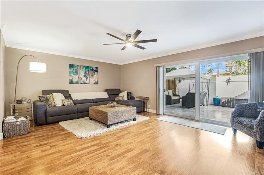 Rare corner 3-bedroom Townhouse in East Fort Lauderdale! Ideally located east of US-1, only minutes to Fort Lauderdale Beach, Airport, Las Olas & 17th Street dining & shopping. Walkable to Whole Foods, Publix, gyms & Harbordale Elementary School. Move-In Ready, features a spacious living & dining area that opens to a private outdoor patio perfect for entertaining. Updated kitchen includes stainless steel appliances & Smart refrigerator. Upstairs offers large bedrooms, with primary suite featuring high ceilings, skylight & walk-in closet. Additional highlights include impact windows & sliding doors, newer roof & well-maintained community with full reserves. Tropical gated community with a pool, offering privacy and convenience in one of Fort Lauderdale’s most desirable areas.