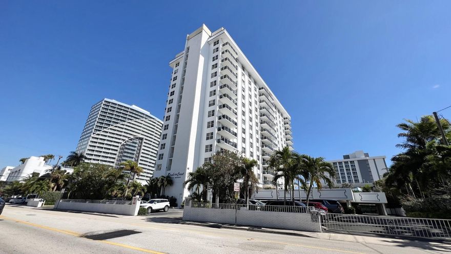 Birch Crest Apartments located in the trendy neighborhood of Central Beach. The walkability to restaurants and water activities is right out your front door.  A leisurely 1 block walk to the beach, offering fun in the sun and miles of sidewalks along A1A.  This spacious apartment is located on the 5th floor with partial views of both the ocean and intercoastal waterway, your personal balcony overlooking the pool has a southern exposure, perfect for both sunrise and sunsets!   This 2 bedroom & 2 bath features impact windows and doors, a spacious primary suite with a walk-in closet, water/sewer/trash included in monthly maintenance fee.  The assigned parking is covered. 24 hour security, club room, heated pool, BBQ, fitness center and laundry on floor. Washer/dryer can be added.