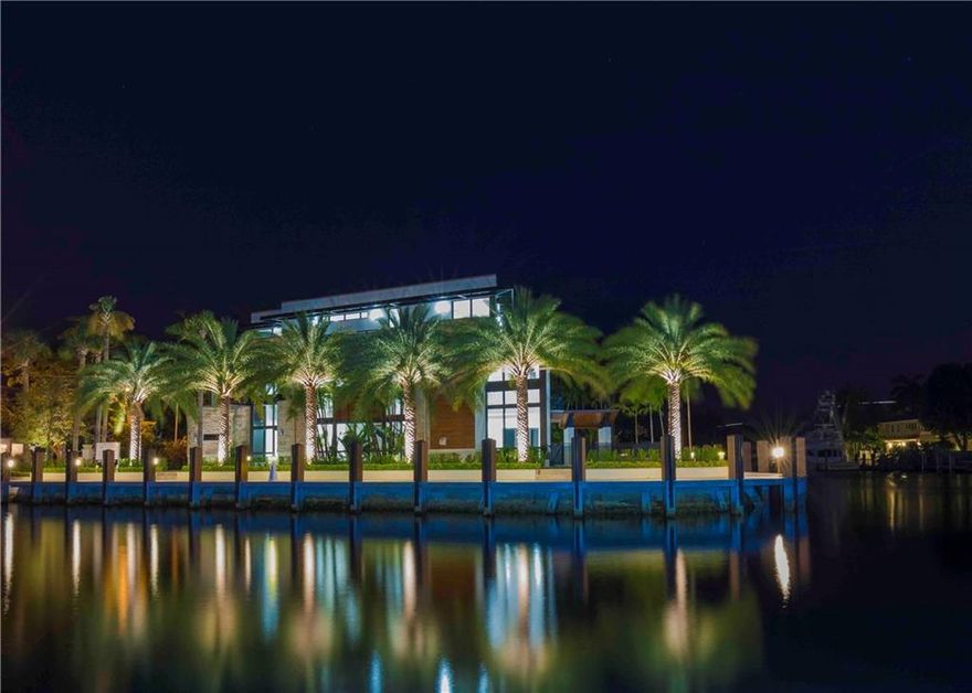 New Construction in RIO VISTA. Fantastic 3 Story Contemporary home on Interior Point Lot w/180 degree views. 231ft. Waterfront w/ 8ft. depth, No Fixed bridges 6 Bdrm/6.5 Bath. Two master Bedrooms, walk-in closets & bathrooms Open Floor plan w/Huge Chef's Kitchen adjoining the spacious family & entertainment area. Large 1st Floor bedroom, Elevator, Crestron Home Automation, New Sea Wall Cap & Concrete Dock,2x100Amp Power pedestals,200sqft Gazebo,etc. OPPORTUNITY TO PURCHASE ADJOINING 50 FT. LOT, Same Owner