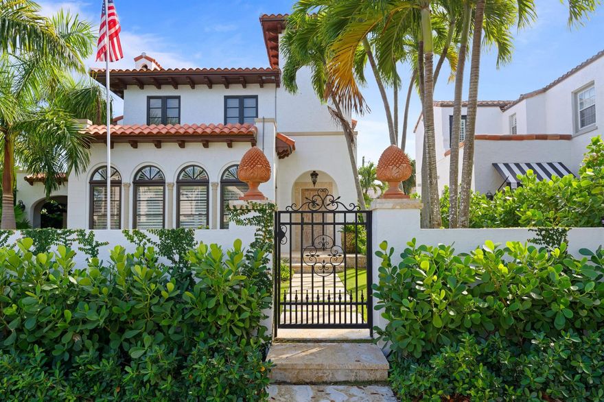 No detail was spared in the complete renovation of this stunning 1928 Mediterranean Revival home located in the highly desirable Prospect Park Historic District of West Palm Beach. Blending timeless architecture with modern luxury, 112 Roosevelt Place offers all the conveniences of new construction--just steps from the Intracoastal Waterway and minutes from Palm Beach Island and the Norton Museum of Art.As you approach the original Pecky Cypress front door, the home's thoughtful craftsmanship is immediately evident. Lush tropical landscaping, Chicago brick pathways, and architectural details seamlessly complement the home's historic character.Inside, the main residence features 3 bedrooms, 2.5 bathrooms, and an inviting floor plan filled with natural light.