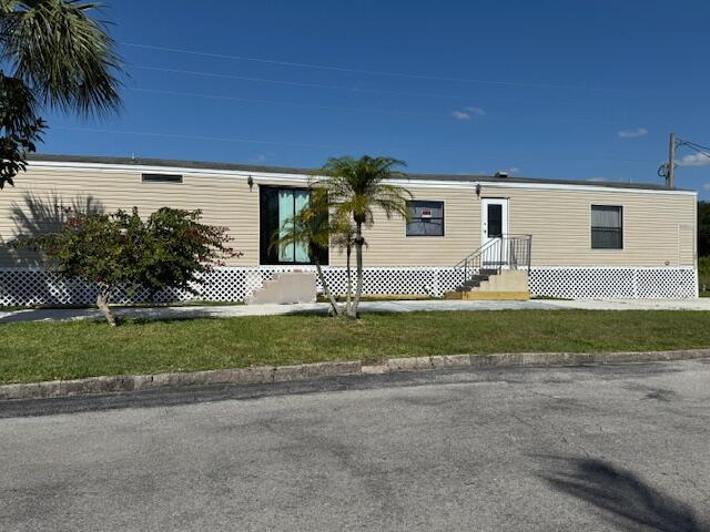 Welcome Home to Coastal living, with $0 Lot Lease....You Own Your Own Land and a Share of the CO-OP, for only $250 monthly HOA fees!This quaint 55+ Coastal Community is like a step back in time...affordable, freindly, peaceful, and yet close to the beautiful blue water beaches of Hutchinson Island, and Historic downtown Fort Pierce, even close to I 95 and the Florida Turnpike.This lovely 2 Bedrrom, 2 Bathroom Mobile Home boasts all new plumbing, new wiring, duct work, new anchors, blocking, and strapping. Perfectly perched on new fiberglass stairs...ready and waiting to Welcome you Home!