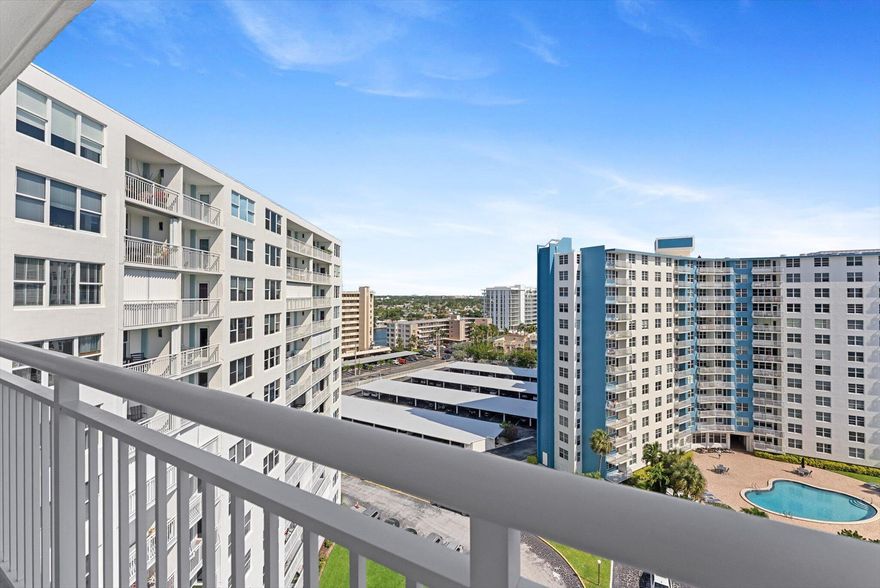 1BR/1BA condo in Granada House, ideally located just a short walk to Pompano Beach, the pier, and popular restaurants, shops, and the library. This bright unit offers pool and ocean views with desirable southern exposure, hurricane-impact windows and doors, and a neutral interior. The kitchen and living spaces provide ample storage and are ready for your personal updates and design vision. Low monthly dues add to the overall value. The building has undergone extensive renovations, including a newer roof, updated lobby with secure access, resurfaced heated pool, new catwalk railings, generator, and well-maintained common areas. Amenities include laundry facilities on every floor, extra storage, BBQ/picnic area, and a car wash station.  Strong reserves, completed inspections, and all assessments paid offer peace of mind. New asphalt parking scheduled for Spring 2026. Enjoy immediate access to beach living, including nearby water taxi, pier fishing, and waterfront dining. Leasing permitted after 2 years with a 2-month minimum. Ideal for seasonal or full-time living.