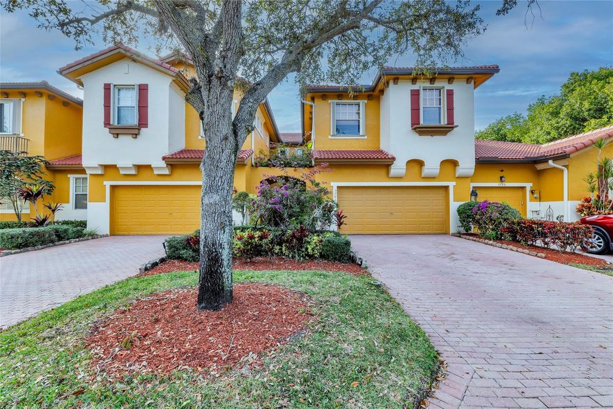 Welcome to your dream home in Tuscany, Heron Bay! This spacious 3-bedroom townhome immediately greets you with high ceilings that create an airy and inviting atmosphere. The luxurious master suite features a dual vanity and a generously sized walk-in closet with built-ins. Plantation shutters afford both privacy & charm. Enjoy sweeping, serene garden views from your living space, perfect for relaxation and entertaining. The 2 car garage and large driveway provide ample parking. HOA covers insurance for the dwelling as well as all the amenities, exterior paint, etc. Located in an A+ school district! Heron Bay offers 2 clubhouses with resort-style pools and fitness facilities, 24 hour roving security guards and security gates. Tuscany has a private pool & hot tub for its residents.