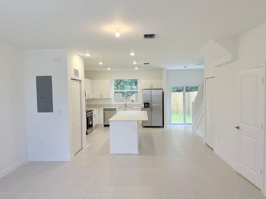 Be the first to live in this brand new construction by Lennar home in the new community of Le Jardine! This spacious 3 bedroom, 2.5 bathrooms rental features tile flooring throughout the first floor and cozy carpet upstairs.
The modern open kitchen with island is perfect for entertaining and bright. Enjoy a private patio, 2 assigned parking spaces, and guest parking. Located right in front of the community pool and children’s park. The community will be fully gated soon (currently not yet functioning). Turn-key ready with great landlords and available for immediate move-in! Outlets near by and close access to US1 just miles from the keys.
