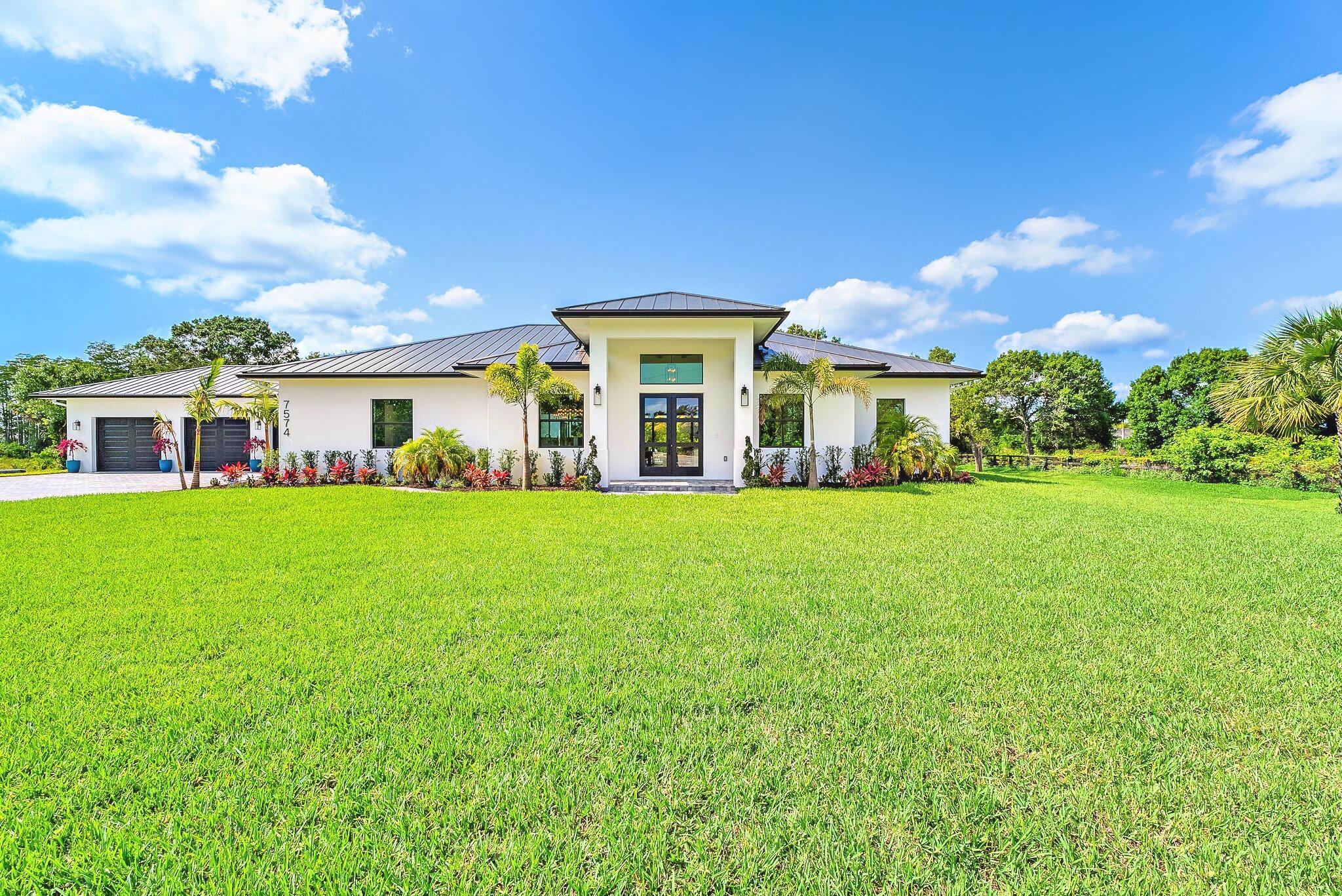 **Stunning New Construction on 1.3 Acres with Luxurious Finishes & Resort-Style Pool!**Don't miss your chance to own this exquisite 4-bedroom, 4-bathroom home, complete with a large office that can easily serve as a 5th bedroom. Set on a beautifully landscaped and fully irrigated 1.3-acre lot, this home is designed for modern living and effortless entertaining.