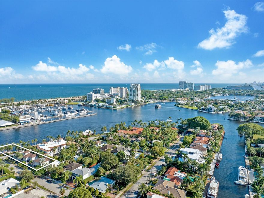A rare opportunity to live on prestigious Idlewyld Dr. Enjoy unparalleled Intracoastal views and daily endless boat parade from this contemporary 2-story + 3rd floor sky lounge & rooftop deck residence. Boasting high ceilings, open floor plan seamlessly connecting the living room, dining room, breakfast nook & gourmet kitchen with oversized island and top-of-the-line appliances. Additional: media room, bar area, office and sunroom. The primary features 2 walk-in closets, spa-like bathroom. Outdoor: waterfront patio with summer kitchen, heated pool and spa. New deep-water dock in a NO-WAKE ZONE, with easy ocean access and no fixed bridges. Generator. Detached 2beds, 2baths Guest House with full kitchen, living room and laundry. Secure Location. Steps away from dining and sandy beaches.