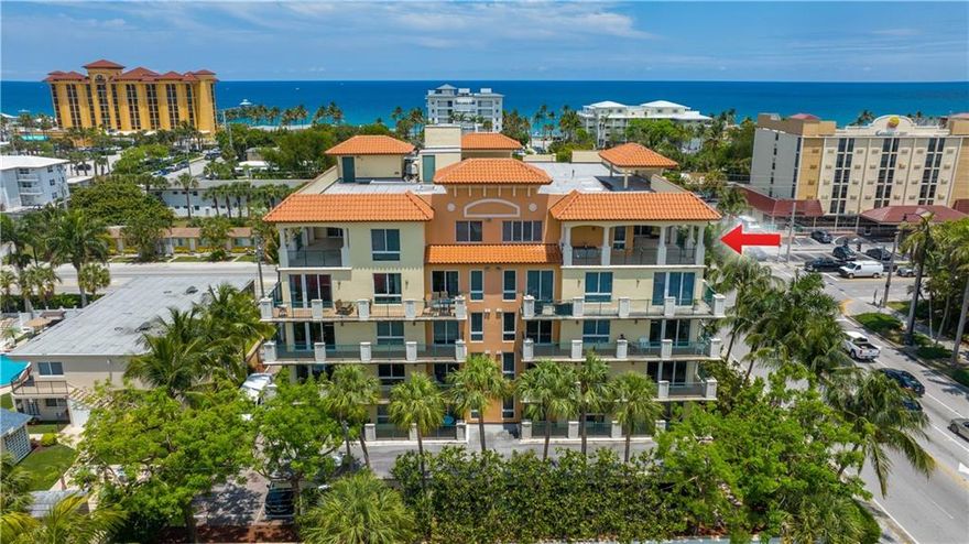 This unit has it ALL! Entire East side of the 5th floor in a prime location, updated kitchen and bathrooms, impact windows and doors, and a well laid out floor plan with two HUGE private balconies. Enjoy ocean views right off of master bedroom and living area, laundry room with full-size washer/dryer and more. Located right on the corner of A1A and Hillsboro Blvd., this unit overlooks all of the recently updated Deerfield Beach Pier shops and restaurants and is only a two minute walk to the beach. All closets have been upgraded with custom cabinetry and master bathroom includes a double vanity, spa tub, walk-in shower, and bidet. This property is in pristine condition, has stellar views, is move-in ready and is easy to show!