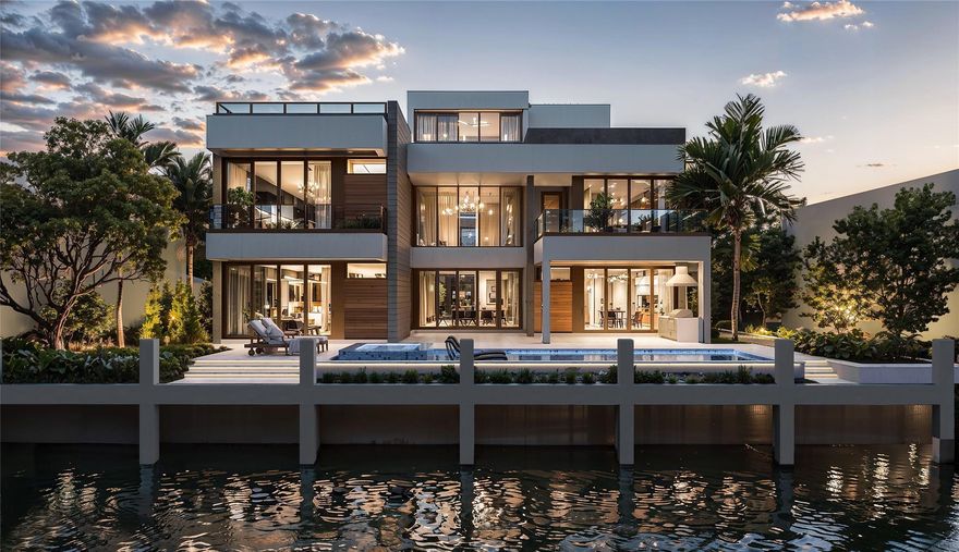 New, Ultra-Modern Deepwater Estate on 80’ of waterfrontage just minutes away from the Hillsboro inlet. An impressive entrance greets guests to a striking three-level oasis of light-filled, organic interiors, spanning four bedrooms, five full bathrooms, & two half baths, each with private balconies. This custom residence sets a new standard for luxury living, with craftsmanship & materials that assure lasting peace of mind. Highlights include a three-level elevator, full concrete block structure, linear diffusers, impact windows and doors, Thermador appliances, glass/cable railings, & more. Perfect for boating enthusiasts, the property features a brand-new full-service concrete yacht dock, offering easy ocean access with no fixed bridges. Completion Approx. Spring 2026. Shown By Appt. Only.