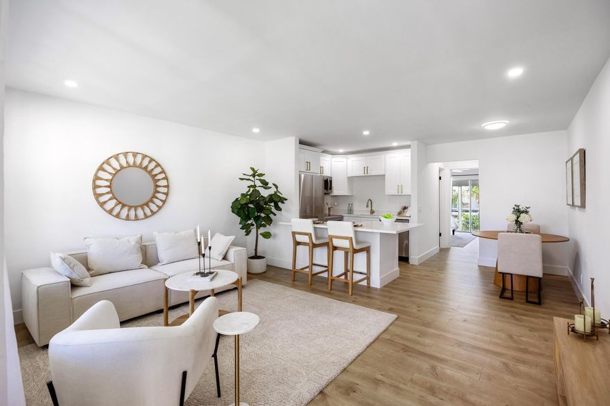 Discover this beautifully remodeled 1BR/1BA condo in an intracoastal waterfront community. Features include waterproof laminate flooring, quartz countertops, white cabinetry throughout, and all new stainless steel appliances. Enjoy the light, bright atmosphere and a screened-in patio perfect for relaxing. Community amenities include a pool, clubhouse, billiard room, fitness center, library, shuffleboard, and pickleball. HOPA verified, offering a vibrant lifestyle with great recreational options. A perfect move-in ready home in a desirable location!