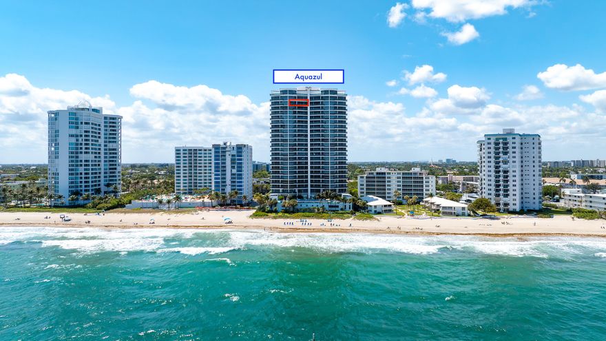 Oceanfront Penthouse! Sophisticated coastal living in this 3-bed, 4.5-bath custom designed condo at Aquazul, Lauderdale-by-the-Sea. Spanning 2,572 SF; Private Elevator entry, floor-to-ceiling windows, panoramic ocean views & three balconies boast sunrise/sunset vistas. High-end finishes include Italian cabinetry, marble floors, Venetian plaster and a custom wet bar w/wine fridge, ice maker(Penthouse units enjoy higher ceilings than non-Ph units). Primary suite offers an oversized walk-in closet and spa-inspired bath with Jacuzzi tub and shower. Resort-style amenities include beach service, oceanfront pool, gym, saunas, tennis/pickleball court, dog park, BBQ area with private, extra-large, climatized storage unit and 2 deeded parking spots, EV access. Pet-friendly. Step Into Luxury today.