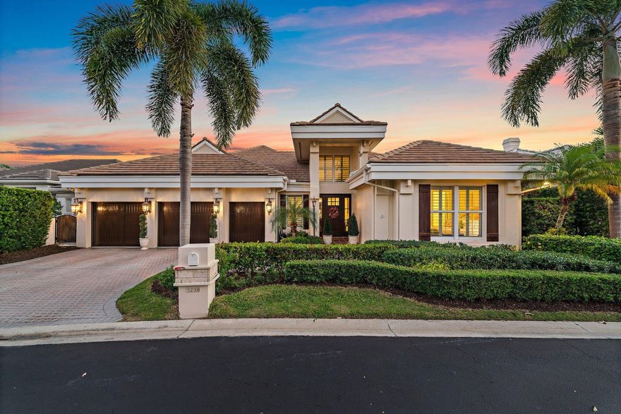 Discover refined Florida living at 3230 W Channel Circle, located in the Casseekey Island neighborhood of the prestigious Jonathan's Landing Country Club community in Jupiter. This beautifully appointed 3-bedroom, 3.5-bath residence offers an impressive 2,814 square feet of living space and 3,623 total square feet, blending comfort, style, and convenience in one of Jupiter's most sought-after neighborhoods.Step inside to find a light-filled interior with spacious living and dining areas designed for both relaxation and entertaining. The well-designed floor plan provides privacy for each bedroom, including a generous primary suite with a spa-inspired bathroom.Outside, enjoy your own private oasis featuring a sparkling pool surrounded by lush landscaping, perfect for quiet mornings