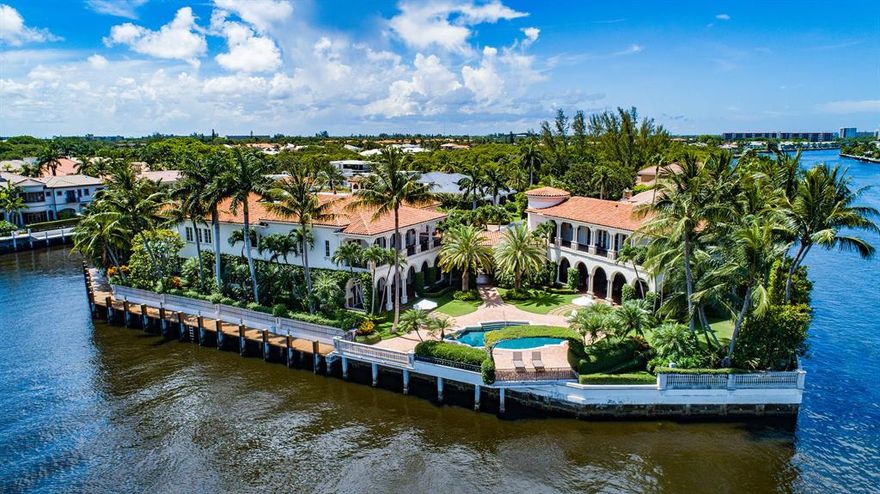 Stately Palm Beach-inspired Mansion sited on The Sanctuary's finest 3.25 trophy Intracoastal point lots with 560± feet of amazing wraparound  waterfrontage on 3 sides with protected mega-yacht dockage. Grand main house and separate guest house with connecting palatial loggia looking down the Intracoastal Waterway. Verdant formal gardens with meandering paths lead to a private children's/pet playground with specimen planting in complete privacy. Once in a lifetime opportunity to acquire this generational Boca Raton trophy estate.. Strictly shown by Appointment only to fully vetted and pre-qualified buyers with letter of Capability from a US Bank. DISCLAIMER: Information published or otherwise provided by the listing company and its representatives including but not limited to prices, measurements, square footages, lot sizes, calculations and statistics are deemed reliable but are not guaranteed and are subject to errors, omissions or changes without notice. All such information should be independently verified by any prospective purchaser or seller. Parties should perform their own due diligence to verify such information prior to a sale or listing. Listing company expressly disclaims any warranty or representation regarding such information. Prices published are either list price, sold price, and/or last asking price. The listing company participates in the Multiple Listing Service and IDX. The properties published as listed and sold are not necessarily exclusive to listing company and may be listed or have sold with other members of the Multiple Listing Service. Transactions where listing company represented both buyers and sellers are calculated as two sales. The listing company's marketplace is all of the following: Vero Beach, Town of Orchid, Indian River Shores, Town of Palm Beach, West Palm Beach, Manalapan Beach, Point Manalapan, Hypoluxo Island, Ocean Ridge, Gulf Stream, Delray Beach, Highland Beach, Boca Raton, East Deerfield Beach, Hillsboro Beach, Hillsboro Shores, East Pompano Beach, Lighthouse Point, Sea Ranch Lakes and Fort Lauderdale. Cooperating brokers are advised that in the event of a Buyer default, no commission will be paid to a cooperating Broker on the Deposits retained by the Seller. No commissions are paid to any cooperating broker until title passes or upon actual commencement of a lease. Some affiliations may not be applicable to certain geographic areas. If your property is currently listed with another broker, please disregard any solicitation for services. Copyright 2020 listing company All Rights Reserved.