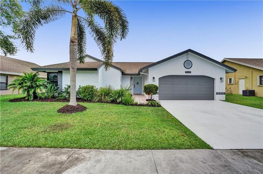 Great community neighborhood, quiet street, This 3 bed/2 bath homes features hurricane impact front door, garage door and windows, freshly painted in contemporary colors inside and out, new outside light fixtures. 2021 A/C. Stainless steel appliances, 2020, with wood cabinets & granite counters. Nest smart home system includes thermostat & security with cameras. Whole house water purification system. Both baths have been updated. Newer fans throughout. Screened in covered patio overlooking back yard with room for a pool on canal. Perfect for family BBQ's with views of the canal.