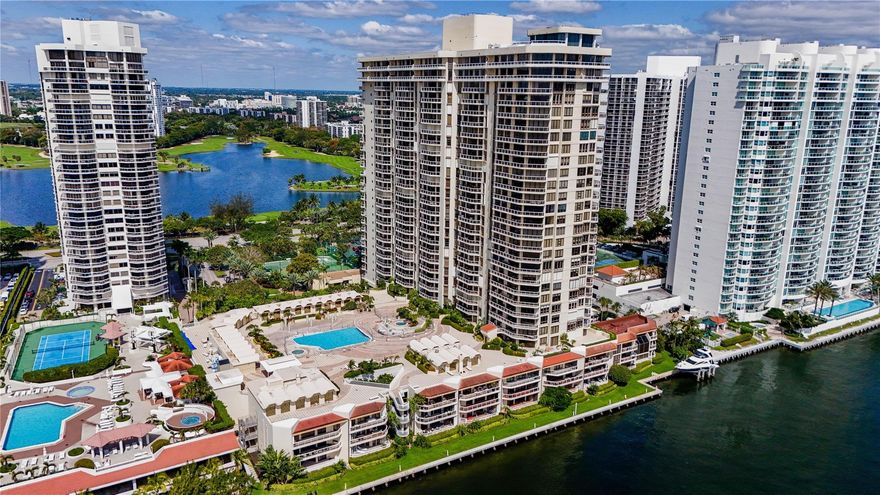 Welcome to resort-style living at its finest in this spacious 2 bedroom, 2 bath condo in the highly sought-after Terraces North Turnberry. Offering a perfect blend of comfort & convenience. Located directly on the Intracoastal in the heart of Aventura, this beautifully maintained unit boasts a large private balcony overlooking the lush pool deck. Inside, you'll find a well-appointed layout with generous living spaces and an abundance of natural light. The south-facing exposure ensures warm, sunny days all year round. Luxury amenities including, gorgeous pool deck, Hot tubs, Tennis courts, Two gyms, Community room, Poolside café, Playground, 24hr security, valet. All this, just steps from Aventura Mall, top-rated schools, airports, beaches, fine dining, and places of worship.