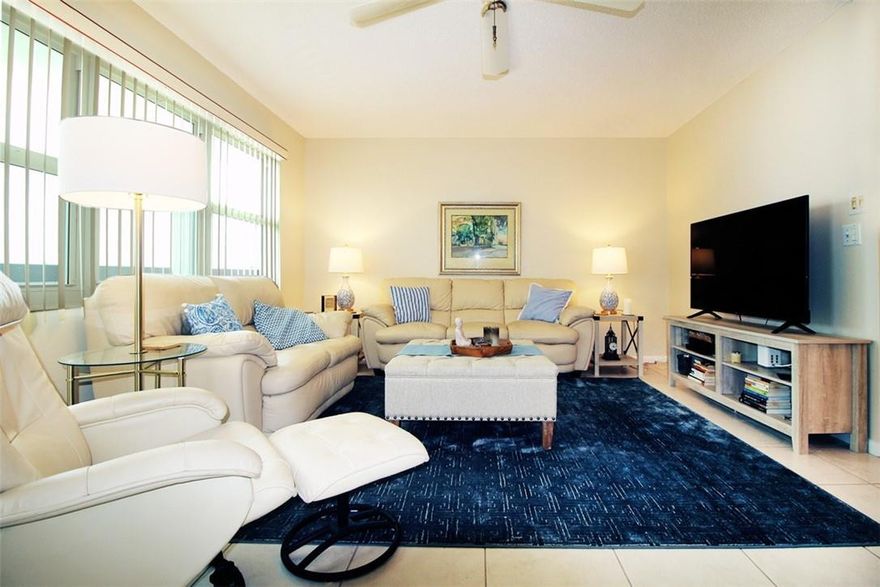 Outstanding location, 4th floor high rise, 1 bedroom, 1.5 bath with an amazing lake view.  Loaded with many new upgrades - new hot water heater, new electrical panel, new A/C!  Gorgeous new hurricane impact windows, and hurricane impact front door.  Fully furnished.  Ceramic tile though out, updated guest bathroom, new vanity & glass shower doors in primary bathroom. Non-rental building. 700 minimum credit score, cash only. Century Village East is a 55+ community with free transportation inside and out!  This gated community also features fabulous clubhouse with state of the art fitness center, classes, clubs, free movies and more.  Close to beach, shopping, major hwys and great restaurants! Assoc claims 55+.