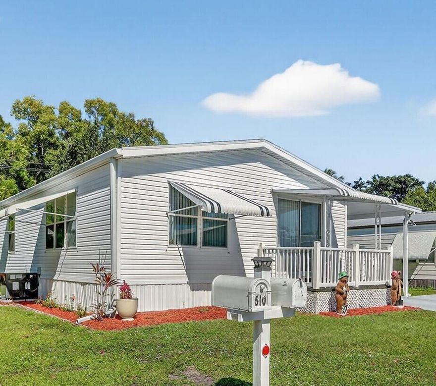 NO LAND LEASE! FURNISHED! Enjoy the Florida Lifestyle. Pet section-bring your furry friend. This home with light/bright open concept living area has everything you need: A cook top island, dishwasher, disposal, wall oven, fridge with ice maker and a reverse osmosis system for drinking water. Enjoy coffee on your balcony off the dining area!  Newer A/C and HWH!  Seamless walls. Beautiful luxury vinyl tile floors (bedrooms carpeted). Master bath with dual sinks. Large pantry/laundry room. Outside workshop 12'X20'. This ''turn key'' 2003 home was built to strict Miami Dade standards including 2' X 6' Exterior wall studs. Low HOA $197/mo. includes clubhouse amenities, cable, Internet, trash removal. You pay elect, lawn, water/sewer.  Near shopping, restaurants and more.  Measurements approx.