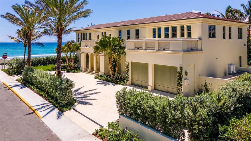 Spectacular Contemporary 5BR/5.3BA Beach House with views of the Atlantic Ocean from all major rooms. Beautiful new construction with gorgeous wire-brushed oak and limestone flooring, clear cypress ceilings, and exceptional finishes throughout. Gourmet eat-in chef's kitchen with custom cabinetry and top-of-the-line appliances. Light and bright Oceanfront master suite with wide water views, large walk-in closet, and elegant master bath. Highlights include direct beach parcel, elevator, library with built-ins, full-house generator, and circular drive leading to two car garage. Outdoor spaces are perfect for entertaining with pool, loggia, and meticulously landscaped grounds. Impeccably built by Shapiro Pertnoy Companies with interior design by Caroline Rafferty Interiors.