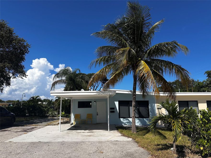 Fully Remodeled 1 bedroom 1 bath with Carport only Minutes from the Beach. This property Features All- Brand New Kitchen, Quartz Counters, S.S Appliances, Ceramic Floors Throughout, Brand New Bathroom, Baseboards, Paint, Doors, A/C, electrical Outlets, New Washer / Dryer. Enjoy the peace of mind and security provided by a complete set of the best rated Hurricane proof Impact Windows. Move in Ready. Fast Approval with no HOA. Come See it today .Located just Minutes from Downtown Lake Worth where you'll find Fine Dining, Shopping, and Much More… Call to see today.