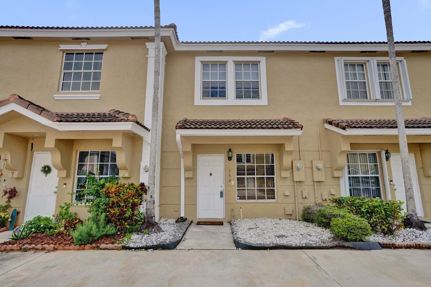 Now vacant & easy to show! Welcome to this lovely 2 bedroom, 2.5 bathroom townhome in the heart of Pembroke Pines. This well designed layout features a spacious kitchen with granite countertops and stainless steel appliances, opening to comfortable living and dining areas ideal for everyday living and entertaining. Upstairs are two large bedrooms, each with its own en suite bathroom offering comfort and privacy. Enjoy a private screened patio and yard with no rear neighbors. Located in a gated community with pool, clubhouse, jacuzzi, tennis court and fitness center. Prime location on the NE corner of Pines Blvd and Flamingo Rd near shopping, dining and entertainment. Low HOA includes exterior maintenance, basic cable and amenities. Perfect for first time buyers, investors and more!