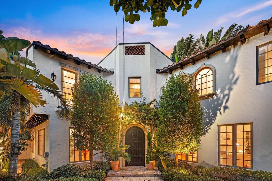 High elevation and 2nd floor ocean views make this freshly renovated, Mediterranean-style home very special. There are three generous bedrooms in the main house, including one with broad views east to the water. All three feature new en-suite baths. The primary suite has been brilliantly rethought with a large, updated private bath and extensive closet space. This non-landmarked house is the perfect blend of 1920's Palm Beach Spanish architecture with modern convenience and sensibilities. Pool-side, a charming guest house includes a fresh and modern downstairs entertaining area along with a light and bright guest suite above. New roof, new AC, new hurricane screens and an up-to-date kitchen make this the perfect spot for a buyer who's looking to be move-in ready for next season.