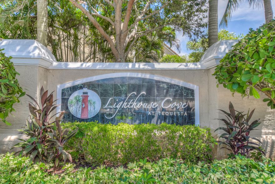 Welcome to Lighthouse Cove in the heart of Tequesta.  This condo features a open concept with split bedrooms with on-suite bathrooms, one bathroom offers a newly tiled walk-in shower & tiled flooring the other has a nice soaking tub/shower.  The kitchen has grantite counters, new appliances & pantry.  The community ammenties include a pool, tennis courts & clubhouse.  Rentals are ok for 90 day minimum 2x's  per year.