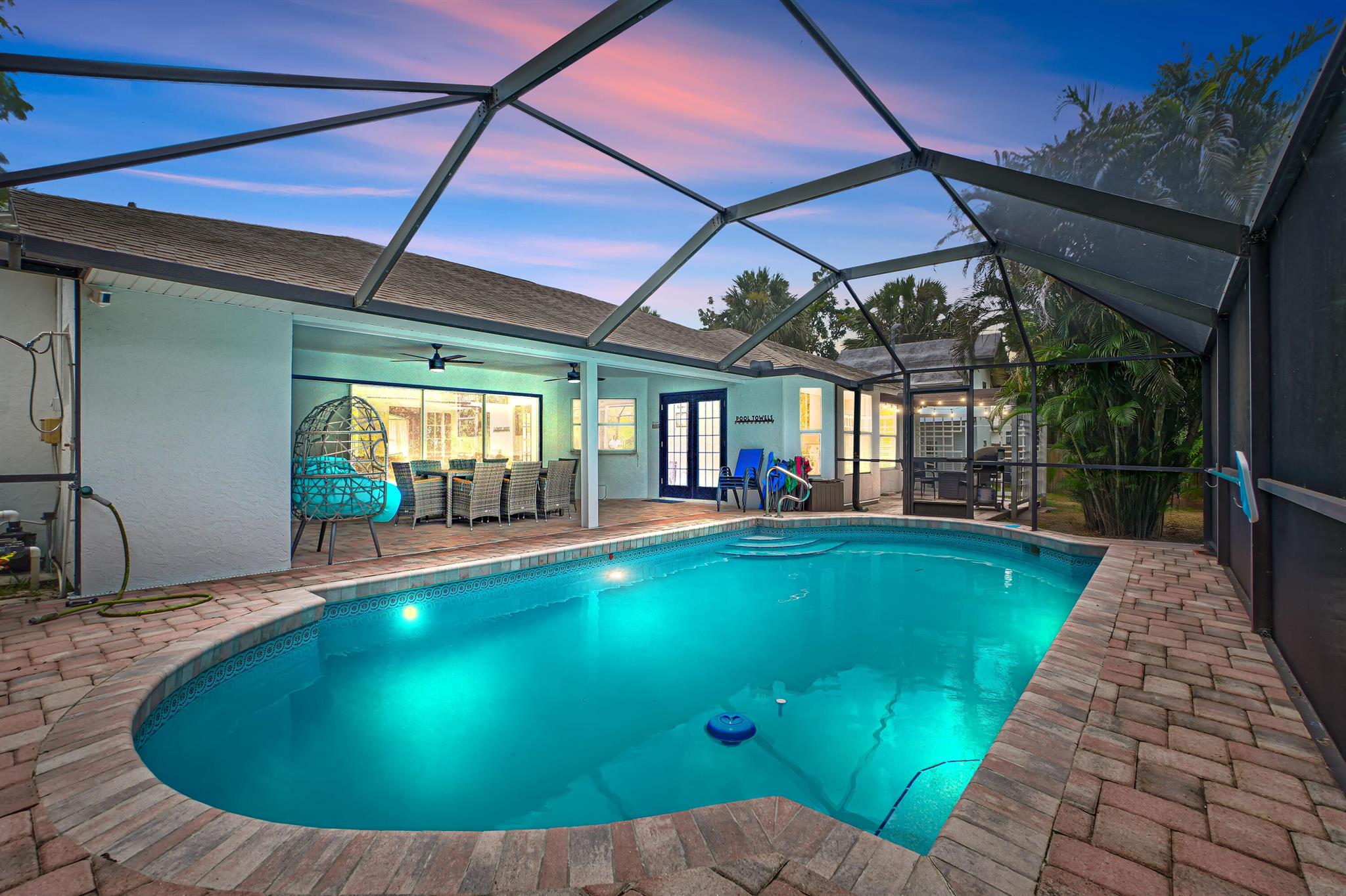 Perfect for growing families, this 4-bed, 2.5-bath pool home sits on a spacious corner lot with no HOA, giving you room to spread out without the rules. Over 2,500 sq ft of living space includes a flexible bonus room--ideal for a home office, playroom, or guest space. Recent updates: new flooring, fresh paint, resurfaced pool and deck, gutters, and 2023 appliances. The fenced yard and screened-in pool are great for kids, pets, and weekend fun. Located near top-rated schools, parks, shopping, and beaches. Roof 2015, A/C 2017. A move-in ready home built for real life.