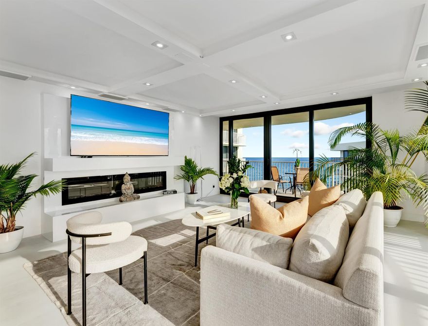 Set high above the Atlantic shoreline with sweeping views from the ocean to the Intracoastal, this newly completed oceanfront residence delivers refined modern waterfront living. Highly coveted southern exposure fills the home with sunlit interiors where walls of glass open to two oversized terraces for seamless indoor-outdoor living. The chef kitchen features a 10x6 island, custom cabinetry, premium appliances and 5 feature culinary sink with advanced water filtration. Two serene bedrooms offer custom walk-in closets and Waldorf Astoria inspired bathrooms. Smart features include 3 immersive audio/video systems plus a spectacular LED lighting experience that transforms the home for entertaining. This is luxury turnkey living that is effortless & truly unforgettable. See Feature Sheet...