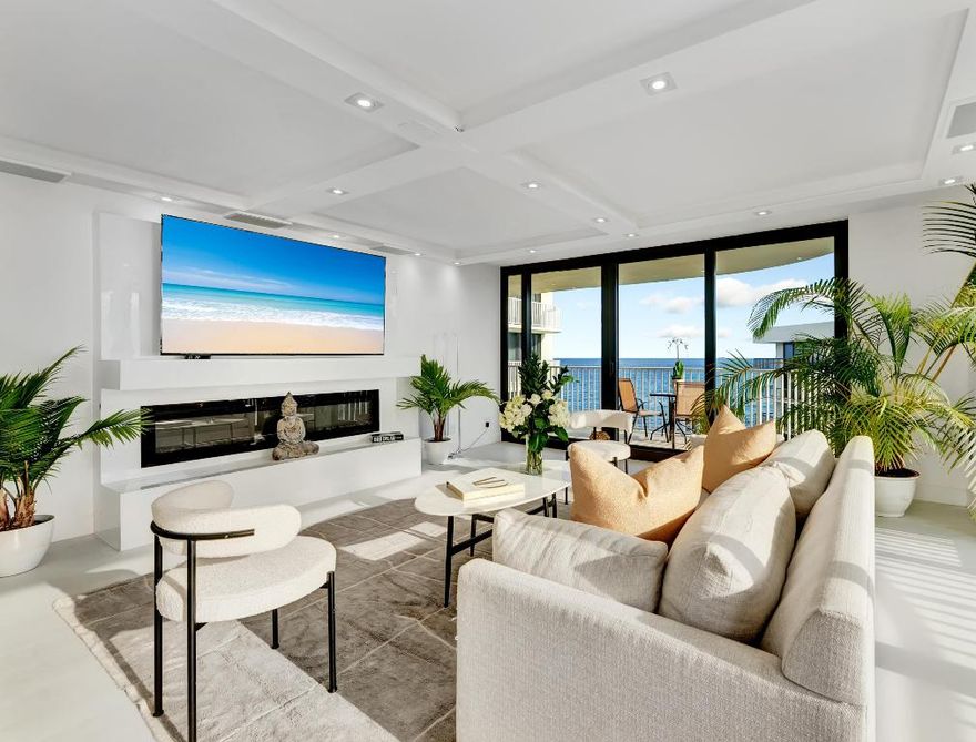 Set high above the Atlantic shoreline with sweeping views from the ocean to the Intracoastal, this newly completed oceanfront residence delivers refined modern waterfront living. Highly coveted southern exposure fills the home with sunlit interiors where walls of glass open to two oversized terraces for seamless indoor-outdoor living. The chef kitchen features a 10x6 island, custom cabinetry, premium appliances and 5 feature culinary sink with advanced water filtration. Two serene bedrooms offer custom walk-in closets and Waldorf Astoria inspired bathrooms. Smart features include 3 immersive audio/video systems plus a spectacular LED lighting experience that transforms the home for entertaining. This is luxury turnkey living that is effortless & truly unforgettable. See Feature Sheet...