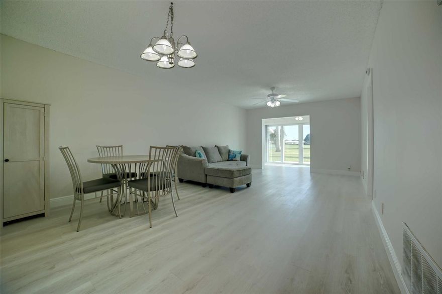 Come experience this rarely available golf course villa in Palm Beach Leisureville. This 2-bedroom, 1-bathroom first-floor residence captures the true essence of Florida living and offers exceptional value — just 50 yards from teeing off.Overlooking the beautifully maintained greens of the community’s Par-3 course, this villa is ready for your personal touch and presents endless potential. Enjoy serene views from your patio.Residents enjoy resort-style amenities within this vibrant 55+ community, including three clubhouses each with its own pool, a fitness center, and a wide variety of social activities and events to suit every interest.Conveniently located just minutes from I-95 and major shopping, this home offers the perfect blend of recreation, relaxation, and accessibility.