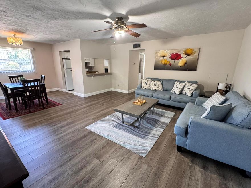 Escape to sunny Okeechobee! This furnished 2BR/2BA ground-floor condo offers easy living just minutes from Lake Okeechobee's world-class fishing and boating. Enjoy tile floors throughout, a screened patio for morning coffee, and a full-size washer/dryer in-unit. Assigned parking right outside your door. Ideal for year-round residents seeking a peaceful retreat. No age restrictions. Available now--just bring your suitcase! Call FOR SEASONAL RATE.