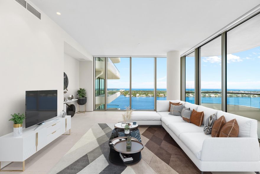 BRAND NEW. La Clara, the newest waterfront luxury condominium on South Flagler. Residence 1602 offers expansive views of the Intracoastal, Palm Beach Island and the ocean; custom closets, motorized shades throughout, Miele appliances, 2 parking spaces and 1 storage unit. Be one of the first to enjoy La Clara's numerous amenities including 2 guest suites, gym, spa, and much more. Pet friendly and ready to be yours.