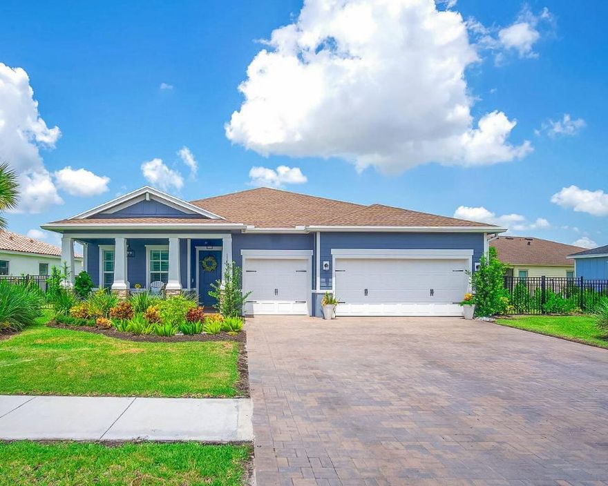 Best Deal in the Agrihood. With over 100,000 of upgrades . Welcome to your new home, where every detail is meticulously crafted for comfort and style.  
Step inside to discover a haven of modern luxury. The heart of the home has agourmet kitchen with all-new, upgraded appliances, stunning quartz countertops, and a center island perfect for family gatherings. Custom shelving in the pantry ensures every item has its place, making meal prep a breeze.
The living area features real wood floors & a decorative fireplace that adds a touch of coziness. Upgraded lighting and fans, along with crown molding throughout, enhance the sophisticated ambiance, while plantation shutters throughout home. provide both privacy and style.
Each bedroom is equipped with California closets, ensuring ample storage and organization. The master suite is a private oasis, designed for ultimate relaxation. The laundry room, complete with custom cabinetry, keeps everything perfectly in order, adding to the home's impeccable condition.
Outside, the screened-in lanai is an ideal spot for morning coffee or evening cocktails, surrounded by upgraded landscape lighting that creates a magical atmosphere. The epoxy garage flooring and home filtration system add practical touches that elevate everyday living. This home isn't just a place to live, it's a place to reset. Come and experience the perfect blend of comfort, elegance, and functionality. Welcome home.