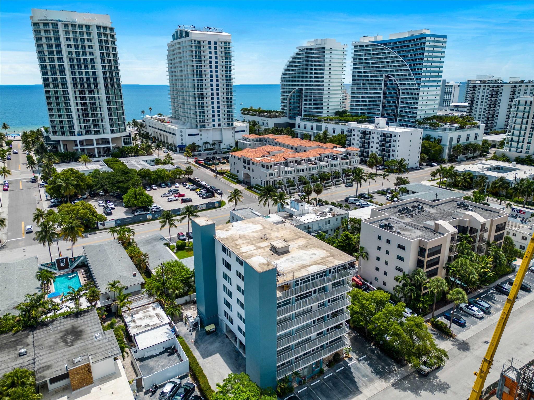 Live just two blocks from the beach in this bright and spacious 1 bed, 1 bath sixth-floor corner unit in the heart of Fort Lauderdale. Enjoy great natural light, skyline views, and an open layout with updated flooring, impact windows and doors, and a private balcony.
The unit features a modern kitchen, in-unit washer/dryer, one covered parking space, and extra storage, as well as newer AC and water heater. The primary bedroom offers ocean views and access to your balcony. The unit can also be rented immediately for a minimum of 1 year.
Located in a pet-friendly, secure building with a rooftop terrace, this well-maintained community is fully funded with strong reserves. Walk to the beach, restaurants, and Las Olas.