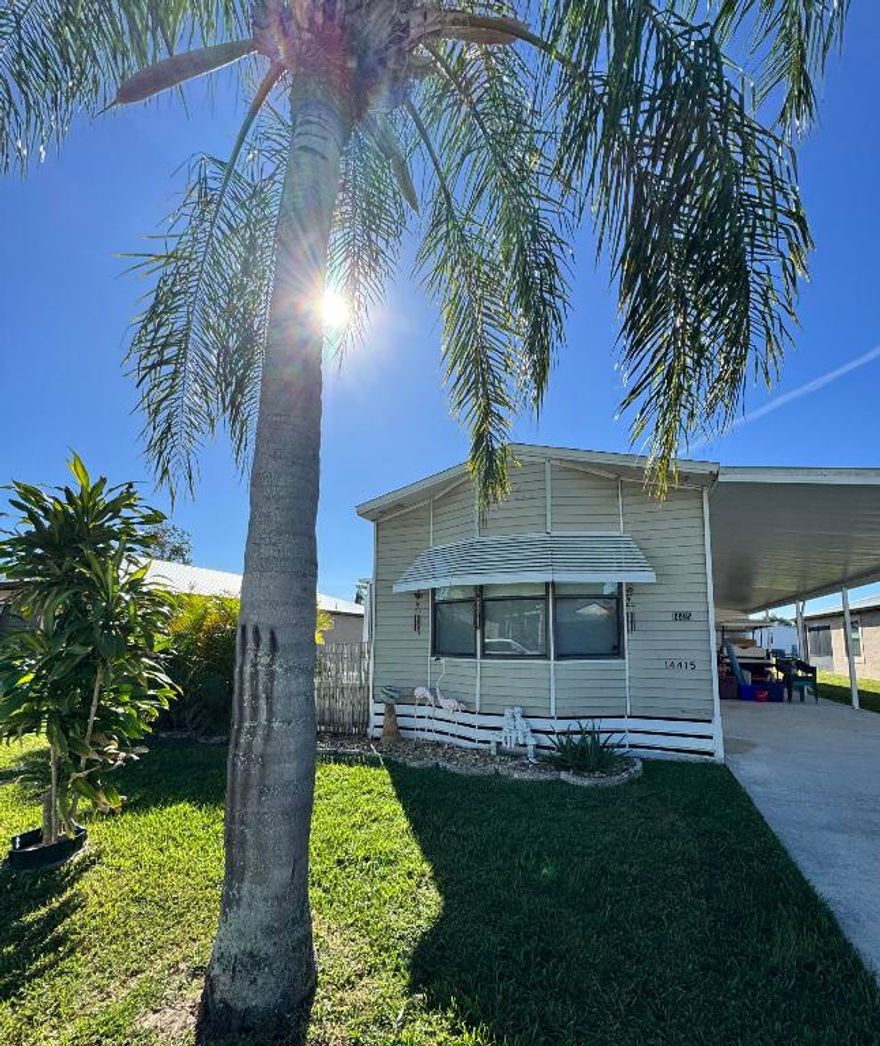 SELLER IS OFFERING TO PAY THE WATER BILL FOR 1 YEAR! Nicely maintained 2-bedroom 2-bath home in the desirable 55+ Spanish Lakes Fairways community. The house has a lovely screened-in patio, great for morning coffee or evening cocktails. Home also has a beautiful patio, great for enjoying the Florida sun. This home has no carpet! Upgraded toilets and sinks. The kitchen has new countertops. A/C is 2017. This home is being sold furnished. The land lease includes lawn maintenance, Trash removal, golf, and full use of the amenities. The community features two pools, tennis, pickleball, bocce ball, shuffleboard, and many other amenities.