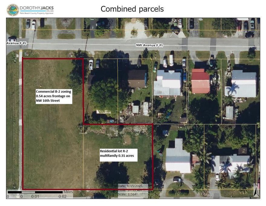 Two vacant properties sold as one. One commercial property with frontage on NW 16th Street approximately 0.54 acres, zoned B-2.Second property is zoned R-2 with an address of 1517 NW Avenue F, approximately 0.31 acres. Electricity, Water and Sewer close by.