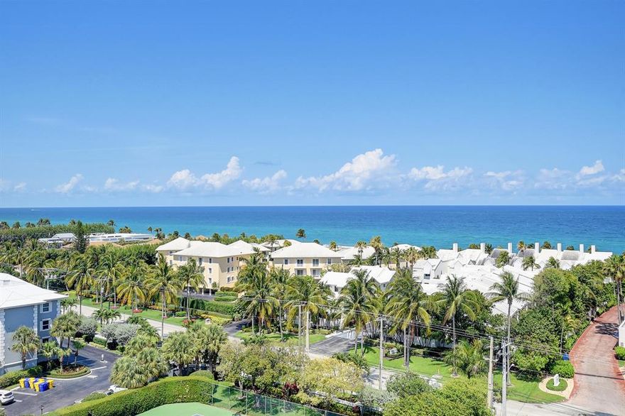 Rarely available penthouse residence with sweeping panoramic ocean and Intracoastal views from every principal room! Light and bright with marble flooring throughout this open floor plan home features a spacious master suite with walk in closet, eat in kitchen, and washer and dryer. For your comfort and convenience there are impact windows and sliders and a new water heater. Coastal House is a boutique waterfront building of only 85 residences featuring deeded beach access, onsite management, door person, exercise room, and pool overlooking the Intracoastal. Walk to the beach and bike to Trader's Joe's, Fresh Market, and all your favorite shops. New community amenities include an outdoor kitchen, pergola, pavers, and soft lighting to enjoy this resort lifestyle.