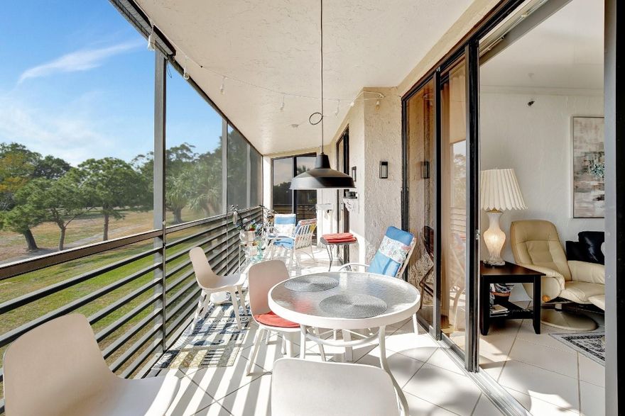 STEP INTO SUNSHINE AND SPACE… This oversized 1,607 sq ft 2BR/2BA condo with in-unit washer & dryer features an extra-large terrace with sunset & golf course views, accessible from every room. Turnkey, fully furnished and completely remodeled with a sleek modern kitchen, updated baths, and stylish finishes throughout. Located in prestigious Environ Towers with a secured lobby and a true resort-style lifestyle including heated pool, spa, tennis, pickleball, bowling, fitness center, billiards, BBQ area, shuffleboard, concerts and lots of activities. HOA includes internet, cable, water, pest control & insurance. 55+ community. Rentable after the first year of ownership for seasonal. All assessments paid. Currently rented at $2,400/month through May 15, 2026.