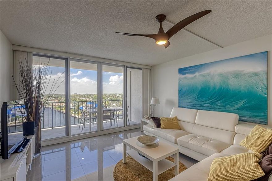 Spectacular water views and daily boats parades from this 2 bedrooms 2 baths, spacious, totally renovated condo with a large balcony directly on Intracoastal. Conveniently located just one block from the beach, close to the shopping, dining and entertainment in the heart of dynamically growing Pompano Beach. Unit futures  impact glass windows and doors throughout. A/C unit was replaced last year. Concrete restoration special assessment have been paid in full already. Association is now allowing to install washers and dryers in the unit. Rentals allowed after 2 years of ownership. Furniture are included in sale. Foreign seller, so buyer must sign firpta addendum.