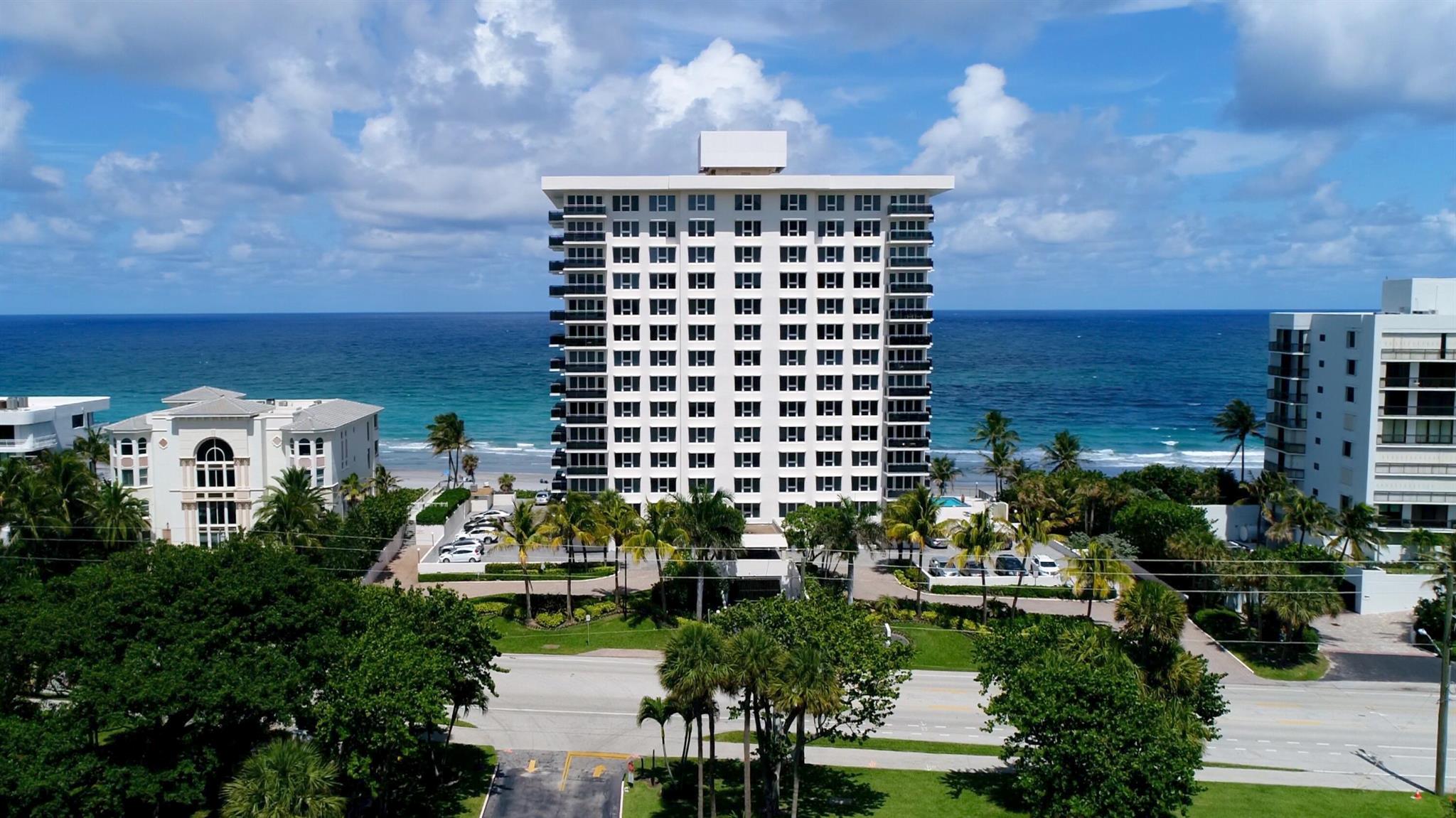 OCEAN VIEWS DELIGHT FROM BOTH BEDROOMS AND MAIN ROOMS IN THIS DESIRABLE DIRECT OCEANFRONT CORNER CONDOMINIUM IN BOUTIQUE OCEAN REEF TOWERS. WALLS OF IMPACT GLASS WINDOWS AND DOORS AFFORD FABULOUS WATER VIEWS AND AN ABUNDANCE OF NATURAL LIGHT. NEARLY 2000+/- TOTAL SQUARE FEET! LARGE SCALE ROOMS AND AN OPEN LAYOUT FLOW TO 2 GLASS RAILED BALCONIES PERFECT FOR ENJOYING WARM OCEAN BREEZES. THE KITCHEN HAS BEEN OPENED UP WITH MAIN LIVING SPACE, OFFERING OCEAN VIEWS WHILE YOU COOK! OCEAN REEF TOWERS IS A DESIRABLE BUILDING WITH CRISP CLEAN CONTEMPORARY LINES AND A BEAUTIFUL LOBBY, CLUB ROOM, FITNESS CENTER, AND OCEAN FRONT POOL WITH DIRECT ACCESS TO MILES OF SANDY BEACHES AND CLOSE PROXIMITY TO RED REEF PARK, BOCA GOLF COURSE AND GUMBO LIMBO NATURE PRESERVE.