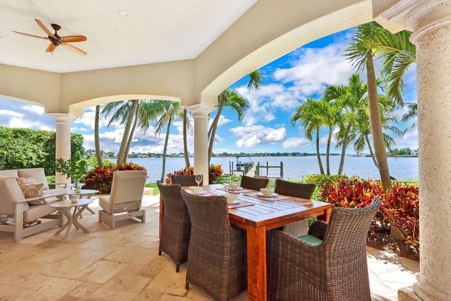 Stunning seasonal rental on the widest section of the Loxahatchee River with unobstructed water views all the way to the Jupiter Lighthouse. This fully furnished 4BR/4.5BA residence offers king beds and en suite baths in every bedroom, an open kitchen with adjoining dining and den, formal living and dining rooms, private office, cabana bath, large laundry, and 4-car garage. Enjoy the ultimate indoor-outdoor lifestyle with pool, dock, covered patio with BBQ and outdoor dining, fresh breezes from the river. Just minutes to Jupiter’s beaches, golf, fine dining and shopping.  Home is very well equipped with large chefs kitchen, superior linens and furnishings. Pet Friendly.